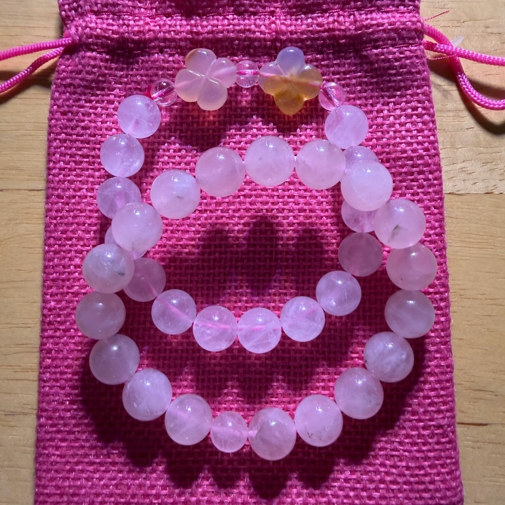 Set of 2 Natural Rose Quartz Bracelets..